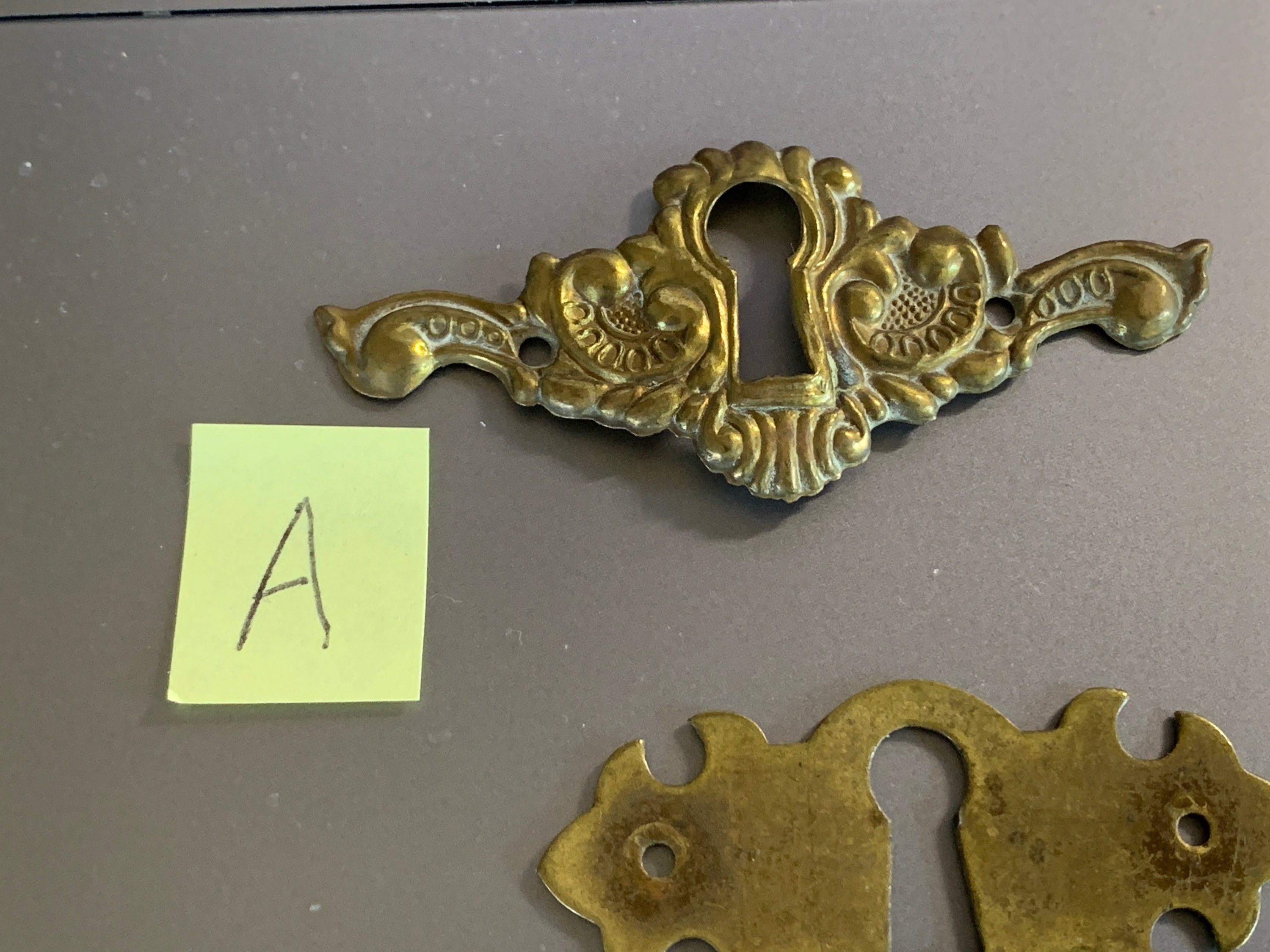 Details about   Vintage Solid Brass Escutcheons Lot of 5 Key Hole Cover Drawer Cabinet Door #35 