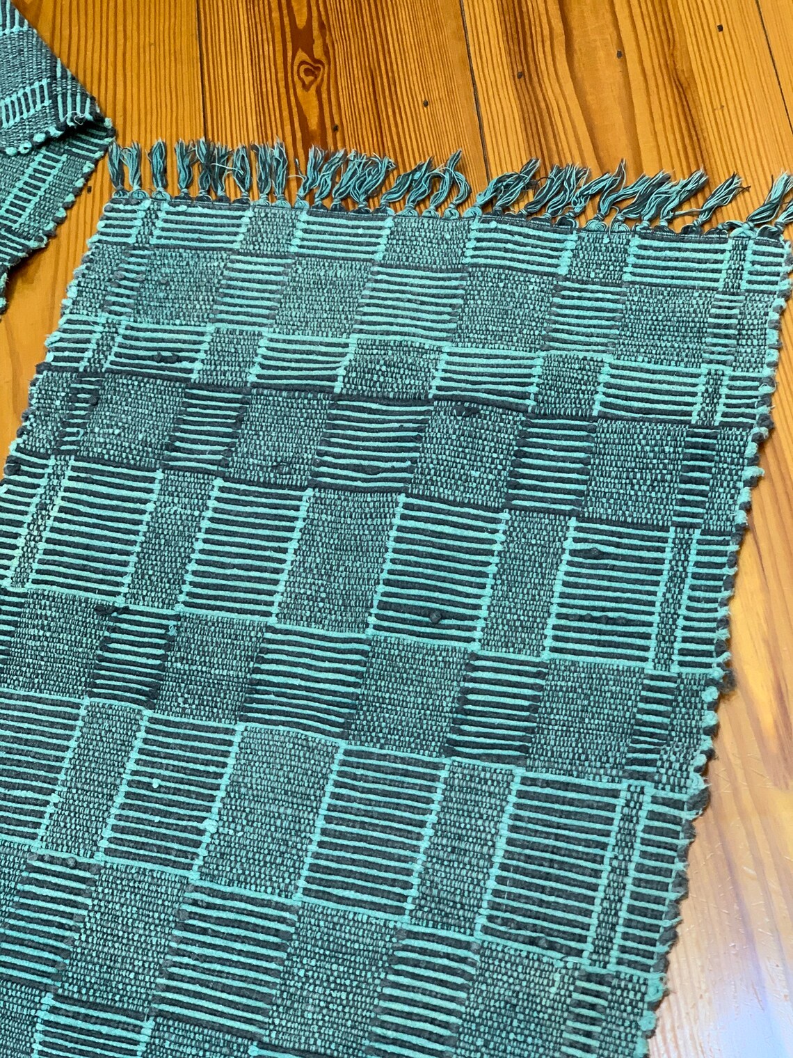 VINTAGE RAG RUG Green Charcoal Gray Grey 30 X 45 Includes Etsy