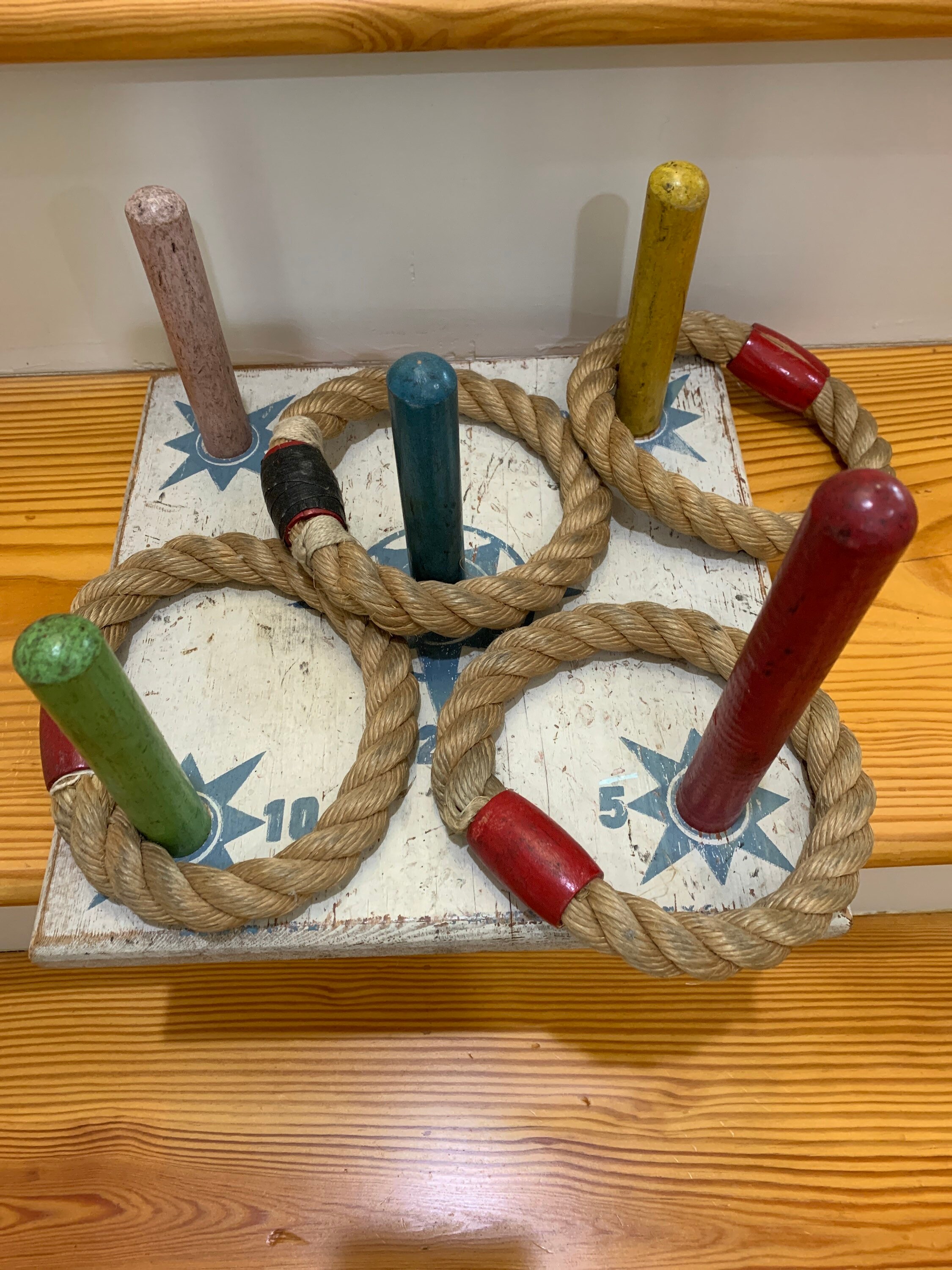 Vintage RING TOSS GAME Quality Solid Wood w Thick Rope Rings Etsy