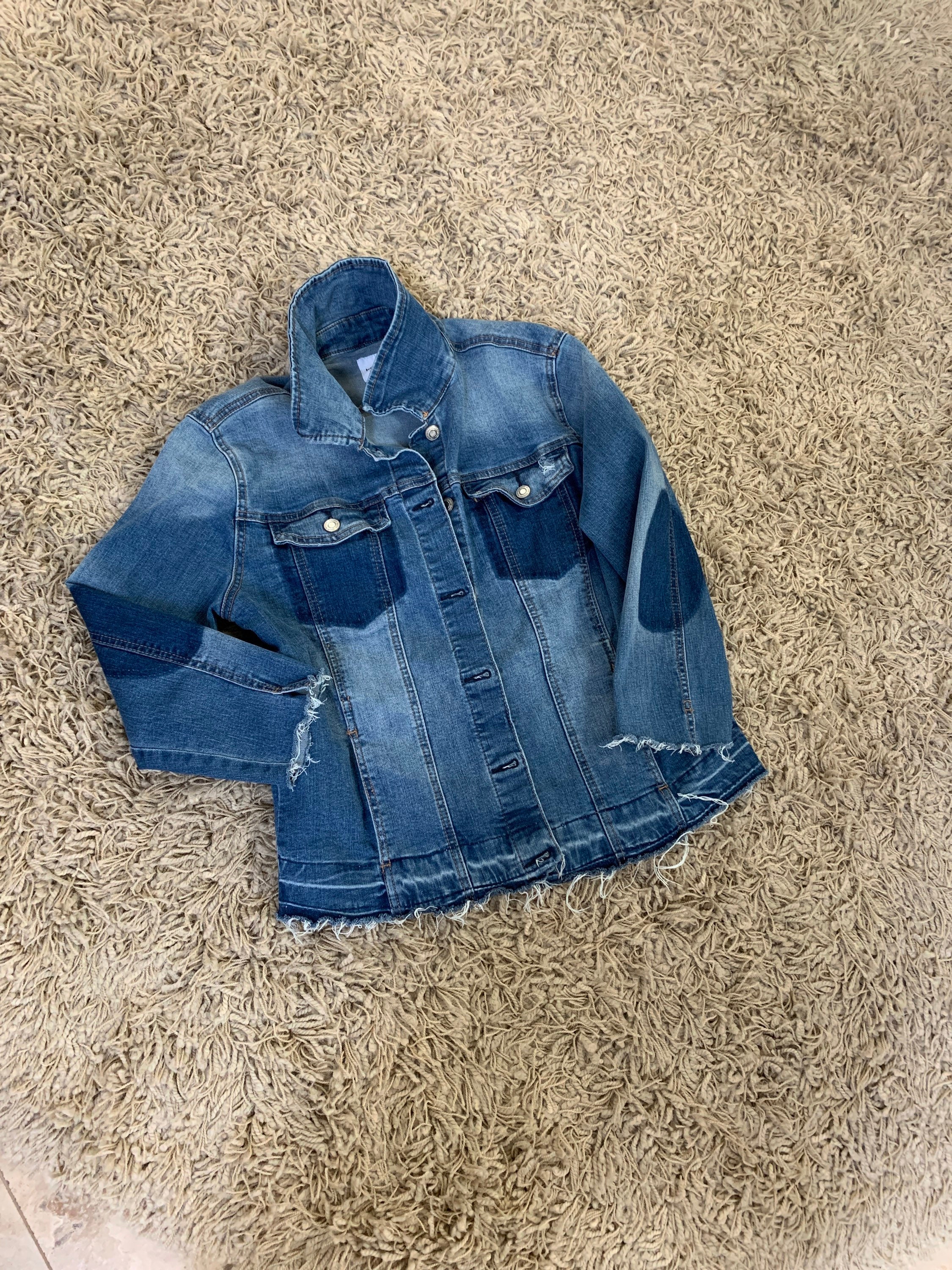 90s JEANS JACKET DISTRESSED Denim Kensie Small Jeans 100 Cotton 2