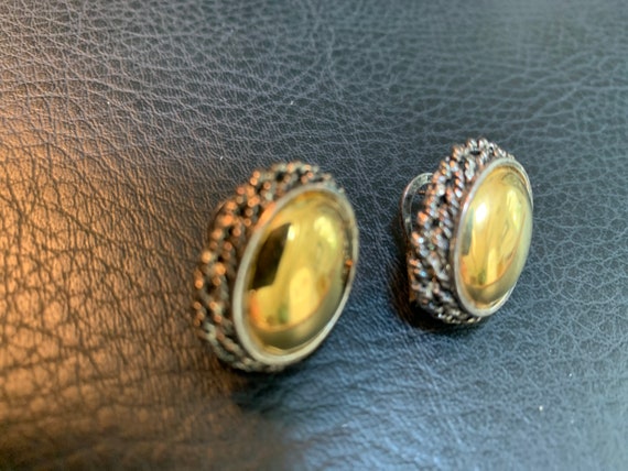 Vintage 60s Brass Earrings MidCentury Jewelry Dom… - image 1