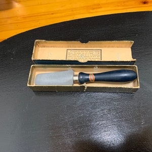 RARE 1930s Craftsman Silicon Carbide Knife Sharpener in Original Box Wood Handled Tool Vintage
