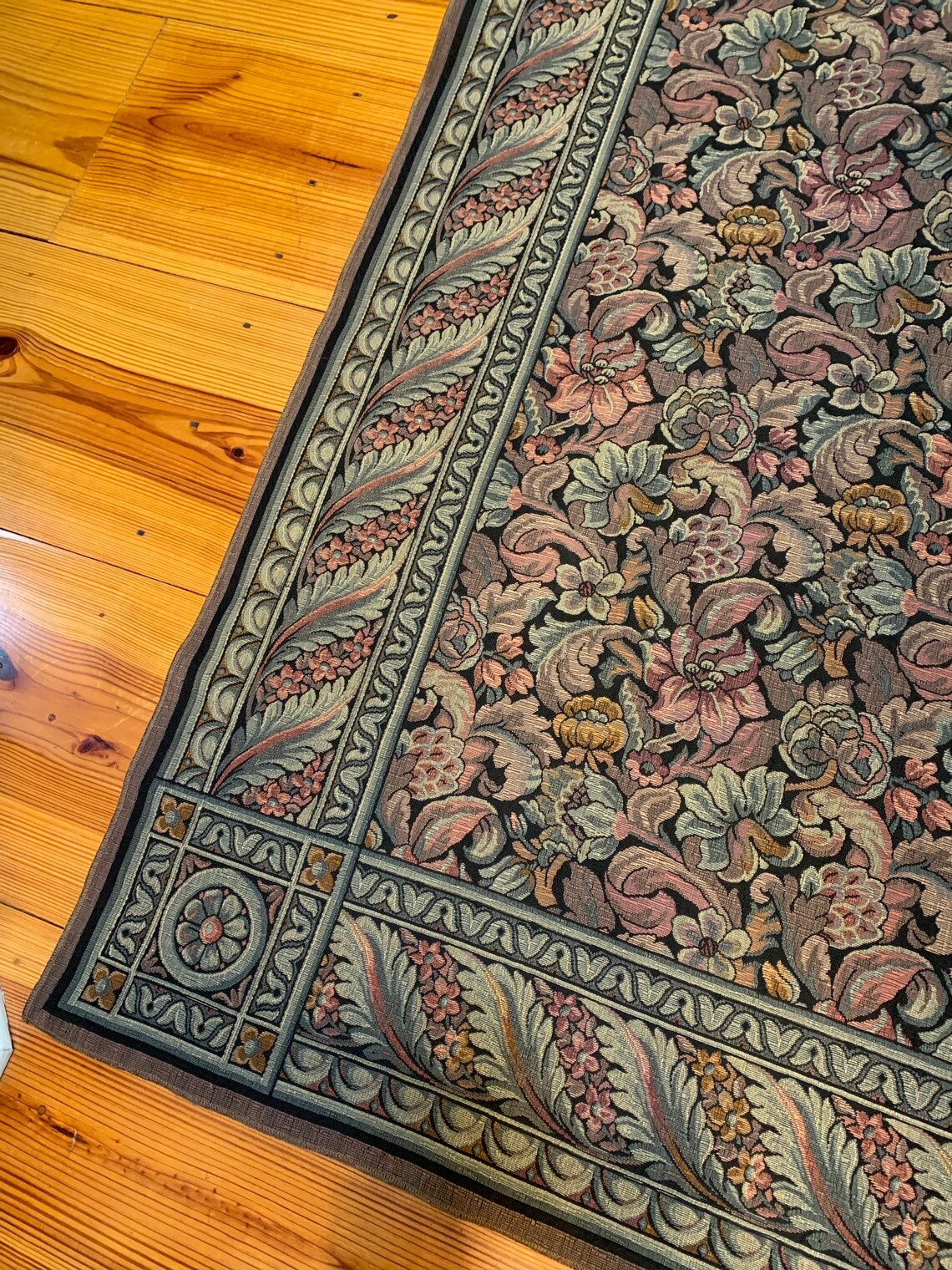 Rare TAPESTRY RUG WALL Floral Geometric Vintage Reversible Etsy