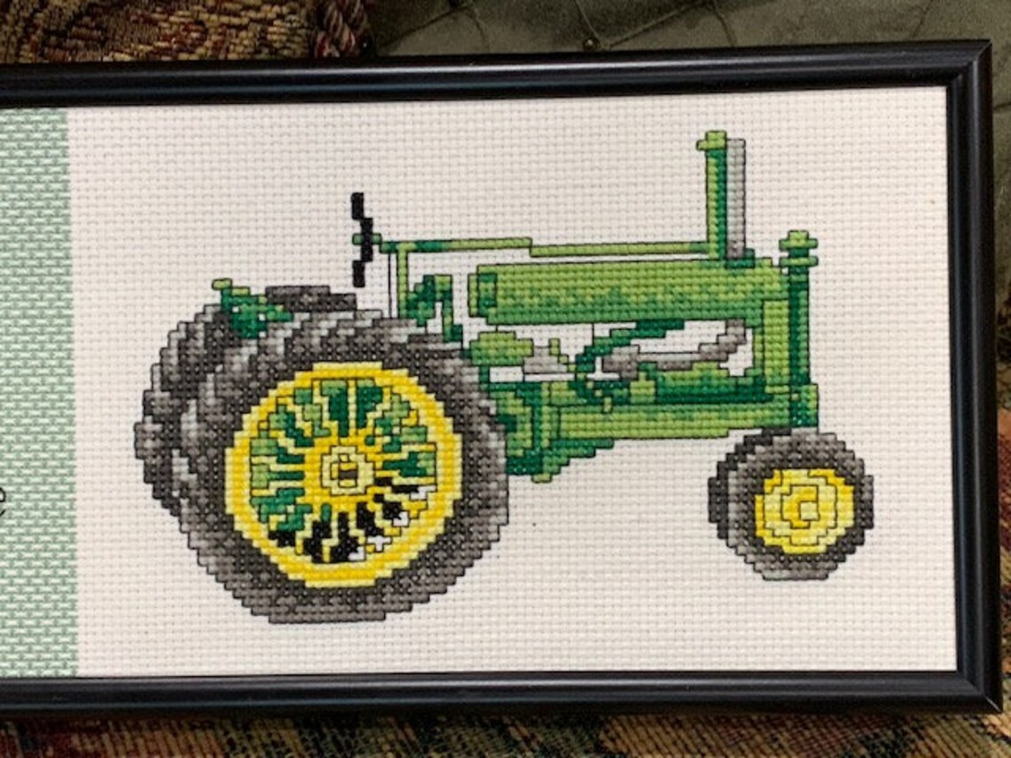 Vintage Model A 1938 JOHN DEERE TRACTOR Framed Cross Stitch Etsy