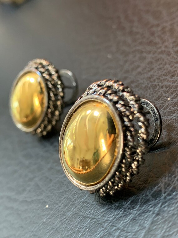 Vintage 60s Brass Earrings MidCentury Jewelry Dom… - image 5