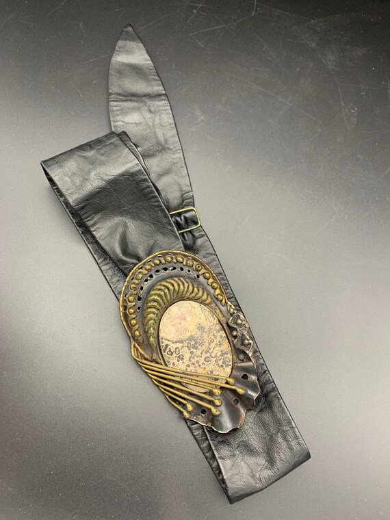 Stunning Belt made of Metals and Leather Amish-Made Dressy Leather Belts - 1 inch wide, Amish-Made  main image 4