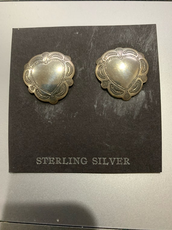 80s STERLING Heart Earrings inside Design RETRO P… - image 3