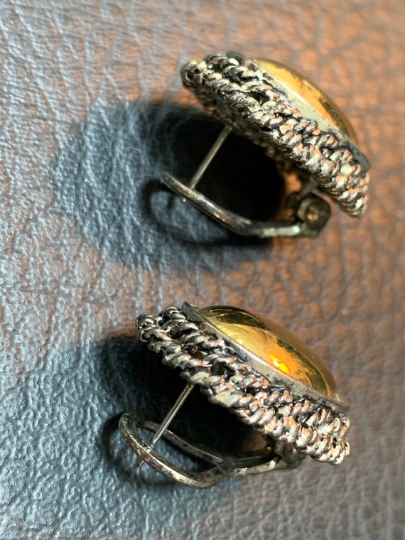 Vintage 60s Brass Earrings MidCentury Jewelry Dom… - image 7