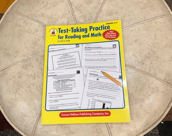 RARE 2000 Standardized Test-Taking Gr 3-5 UNUSED Practice for Reading and Math Activity Book Carson Delosa 80 pp Homeschool Prep for Testing