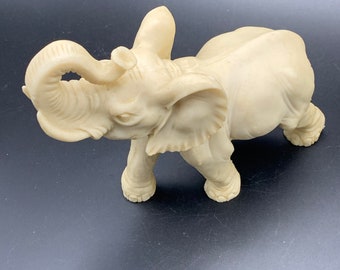VINTAGE Elephant White approx 9”x7.5”x3.5” solid Trunk Up Good Luck Prosperity Heavy