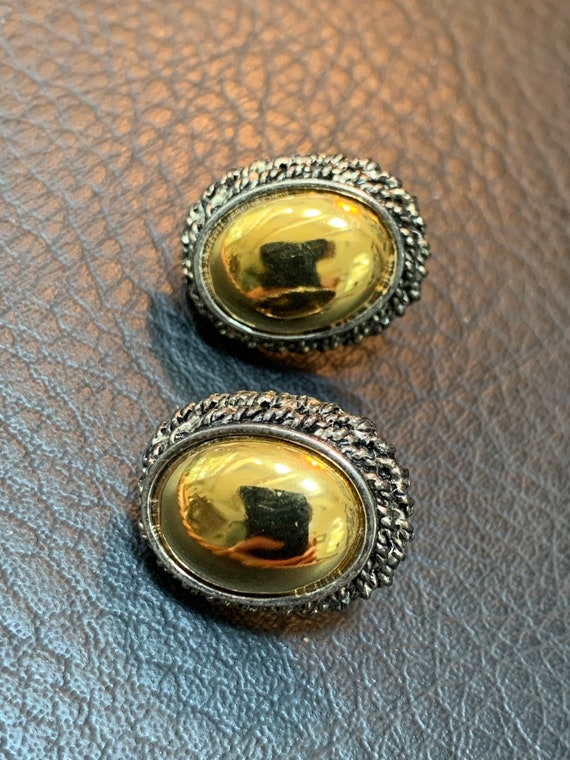Vintage 60s Brass Earrings MidCentury Jewelry Dom… - image 2