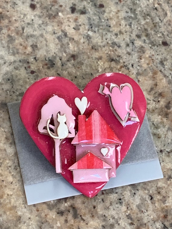 Rare 80s Hearts Brooch Pin Lucinda GIFT Original … - image 4