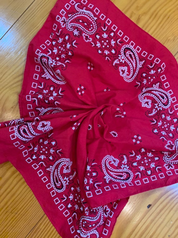 60s BANDANA COTTON Red or Orange-Pink Choose One … - image 4