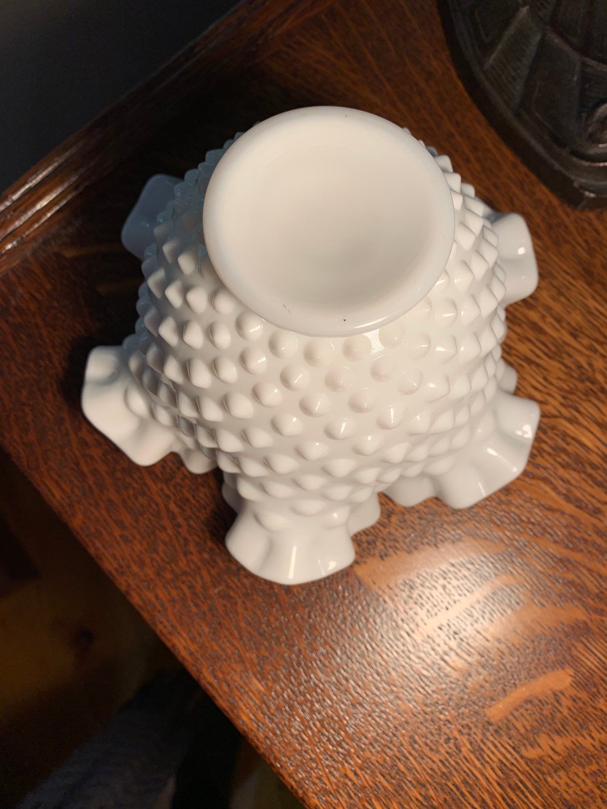 Vintage Fenton Milk Glass Hobnail Ruffle Candy Dish 6 1/4 - Etsy