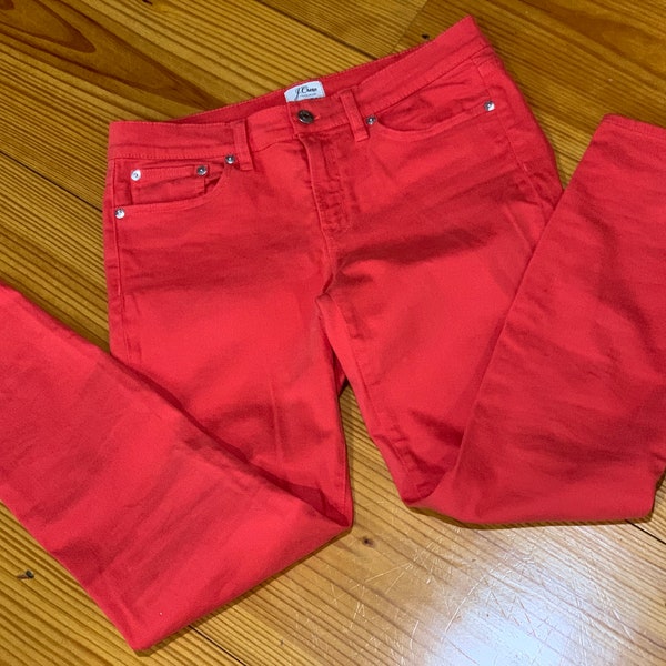 J. Crew Toothpick Skinny Jeans Red-Orange Women's Pants Size 4 Inseam 27 Leg width 5 1/4" at bottom Women's clothing Vintage