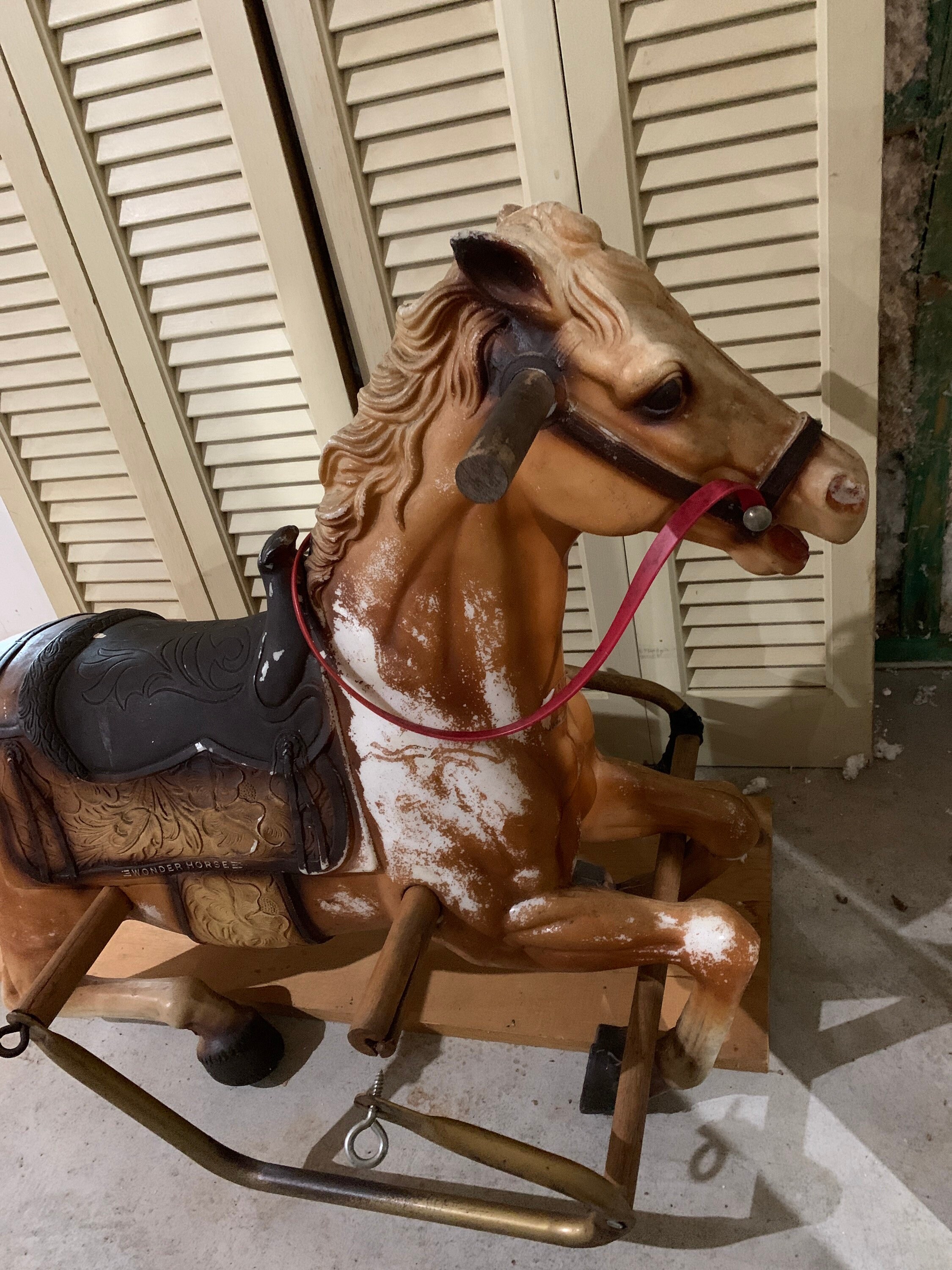 50s Vintage Wonder Horse BRANDED Horse Prancer 33”w x 19”d x 29”h