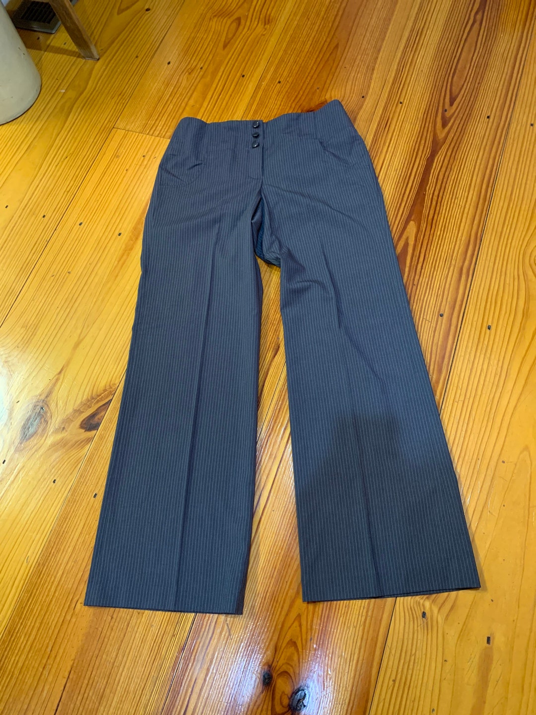 80s STRETCH Dress Slacks Charcoal Pin Stripe Pants Wide Legs - Etsy
