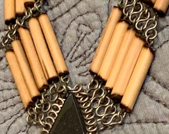 Collier Ancien En Pierre - Longueur 40 Cm - Pièce Vintage Française - Occasion, état à Voir Sur Photos
