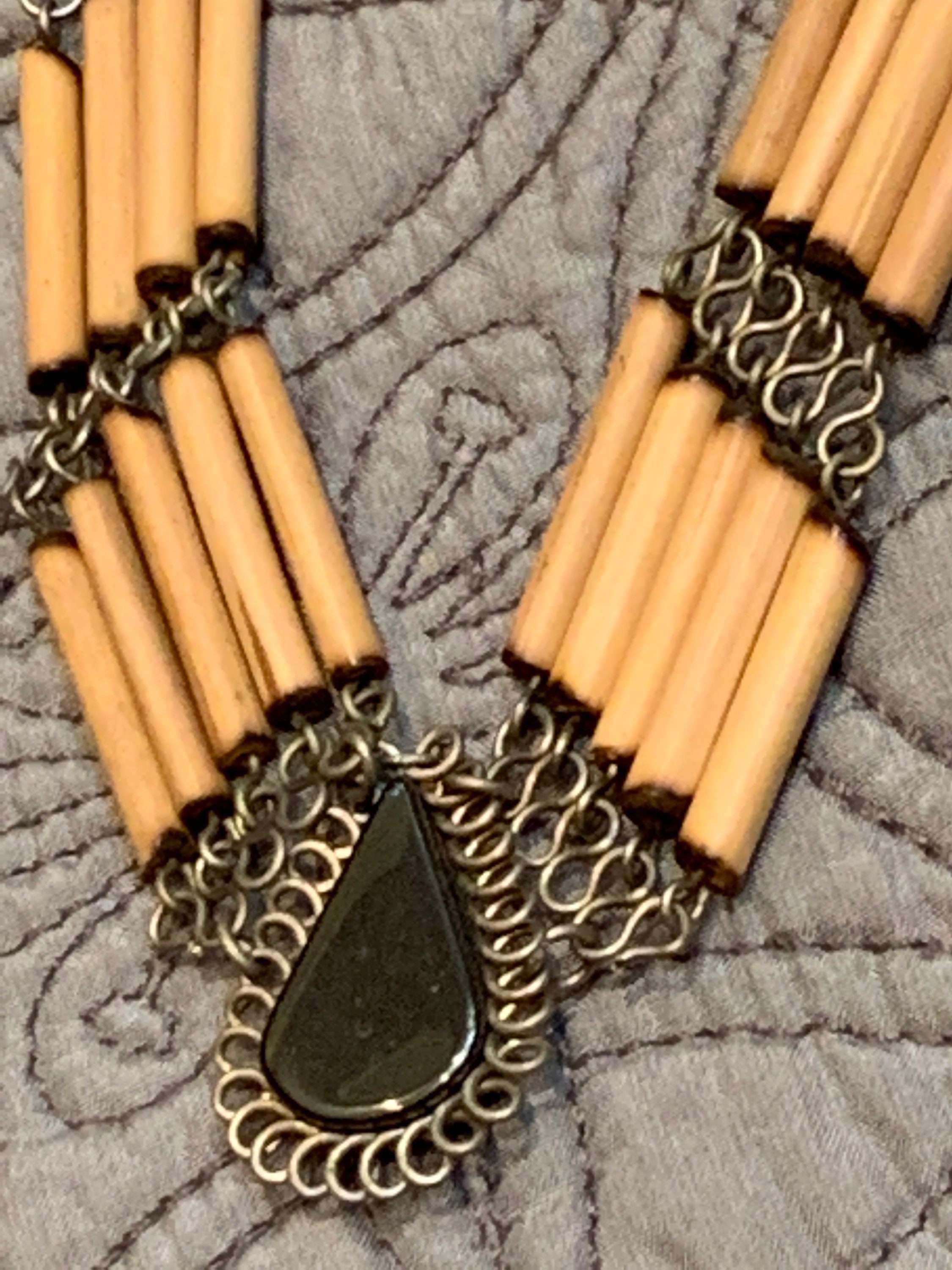 Collier Ancien En Pierre - Longueur 40 Cm - Occasion - État à Voir Photos
