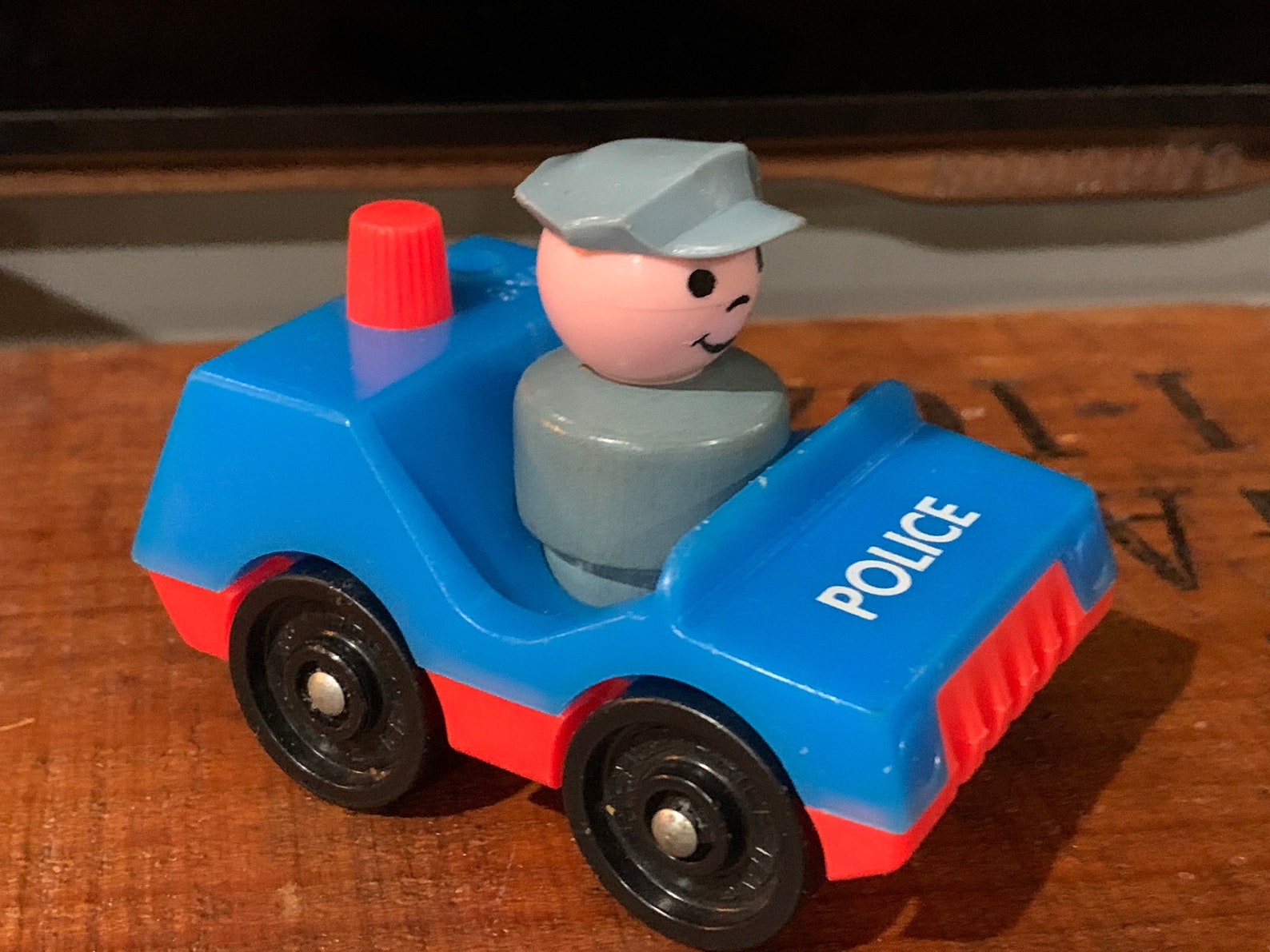 70s Fisher Price Little People Police Car with Police