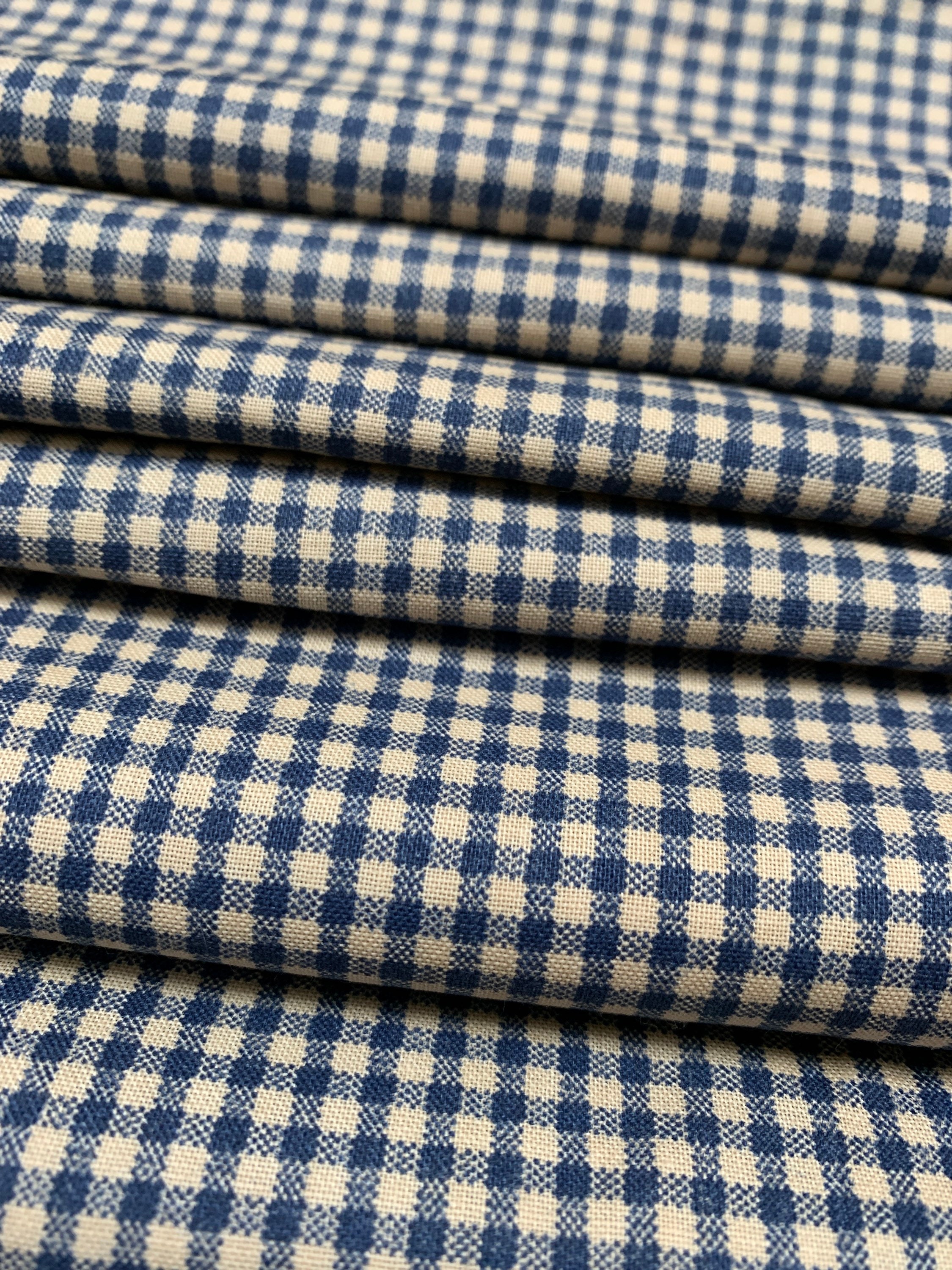 BLUE & CREAM CHECKS 44 w Fabric Choose One Cranston Village Etsy