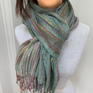 Peach Accessories LV Inspired Fine Scarf With Bloc Border Brown