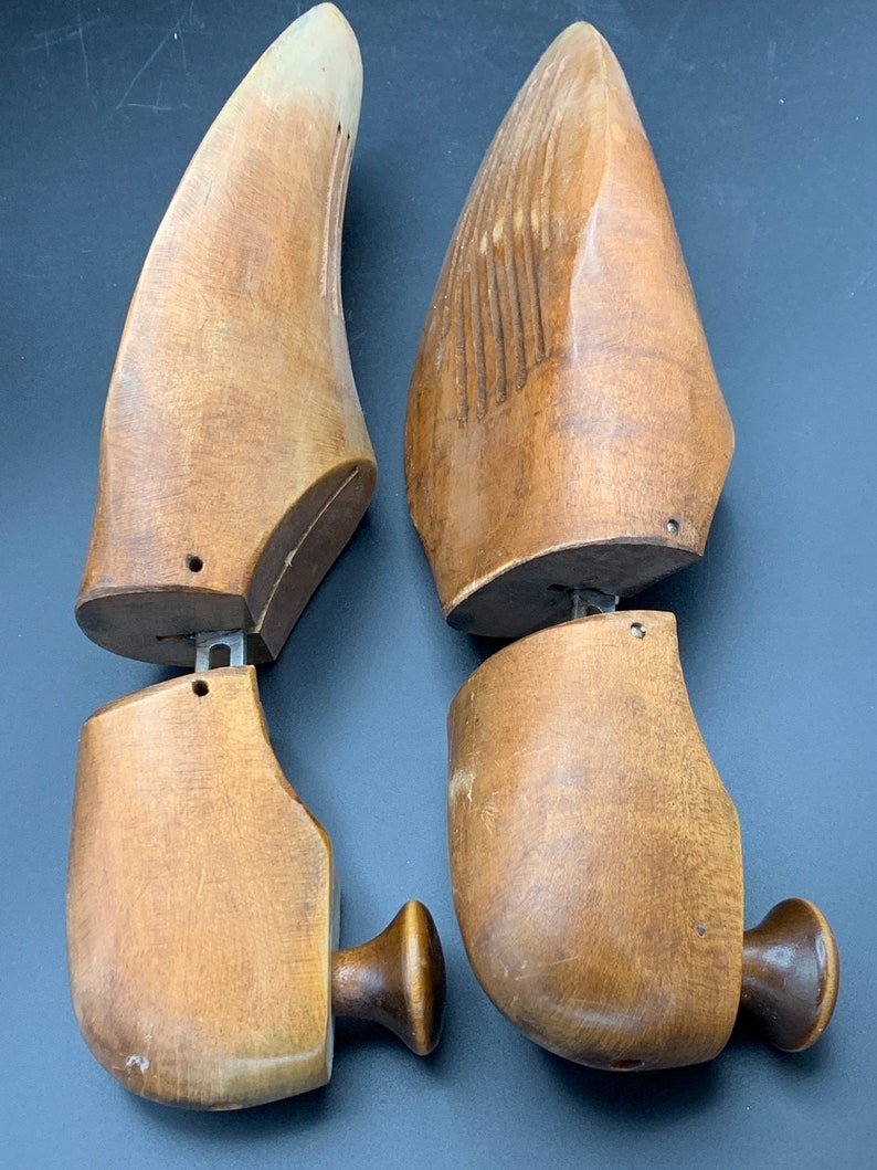 Vintage WOOD SHOE FORM Pair Marked Size 11 3 Wood Shoe Trees Stretchers Cobbler Mold Shaper Wooden Footwear Antiques Useful in Shoes Today