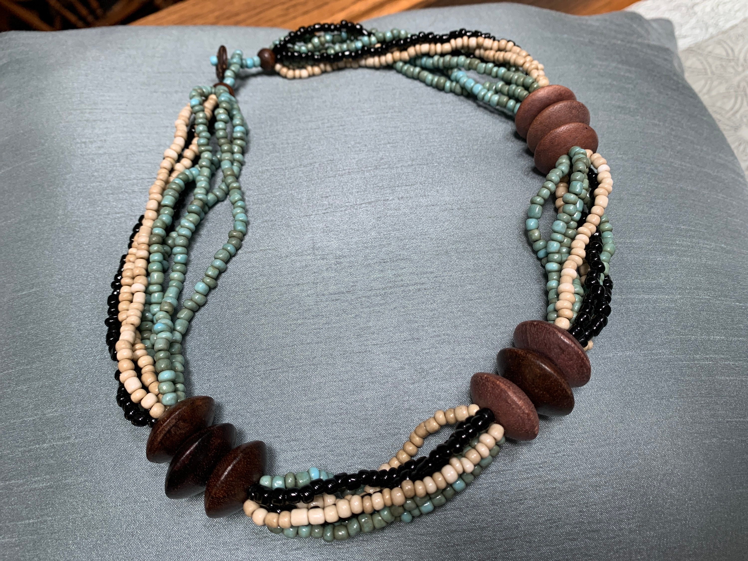 70s Beaded Necklace Jewelry Multiple Strands Bead Close