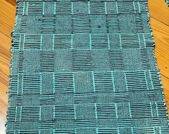 VINTAGE RAG RUG Green Charcoal Gray Grey 30” x  45” includes Fringe - Throw Rug - Like New - We Have 2 of This matching Size