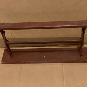 Antique 1900s BUTCHER&#39;S PAPER HOLDER & Cutter Country Store 25 3/4&quot;L X 2 3/4”H X 5 1/4”D  (Top Wood is 2 1/4” wide) - Last Photo Illust Only