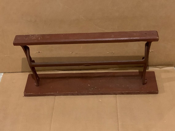 Antique 1900s BUTCHER'S PAPER HOLDER & Cutter Country Store 25 3/4"L X 2 3/4”H X 5 1/4”D  (Top Wood is 2 1/4” wide) - Last Photo Illust Only