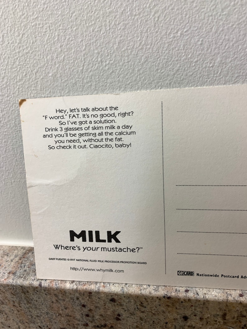 RARE Daisy Fuentes Milk Mustache 1997 is 4 1/4” X 6” Promotional Postcard Vintage Unused image 5