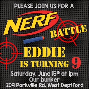 Nerf Birthday invite