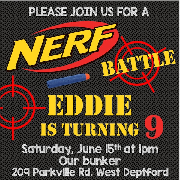 Nerf Birthday invite