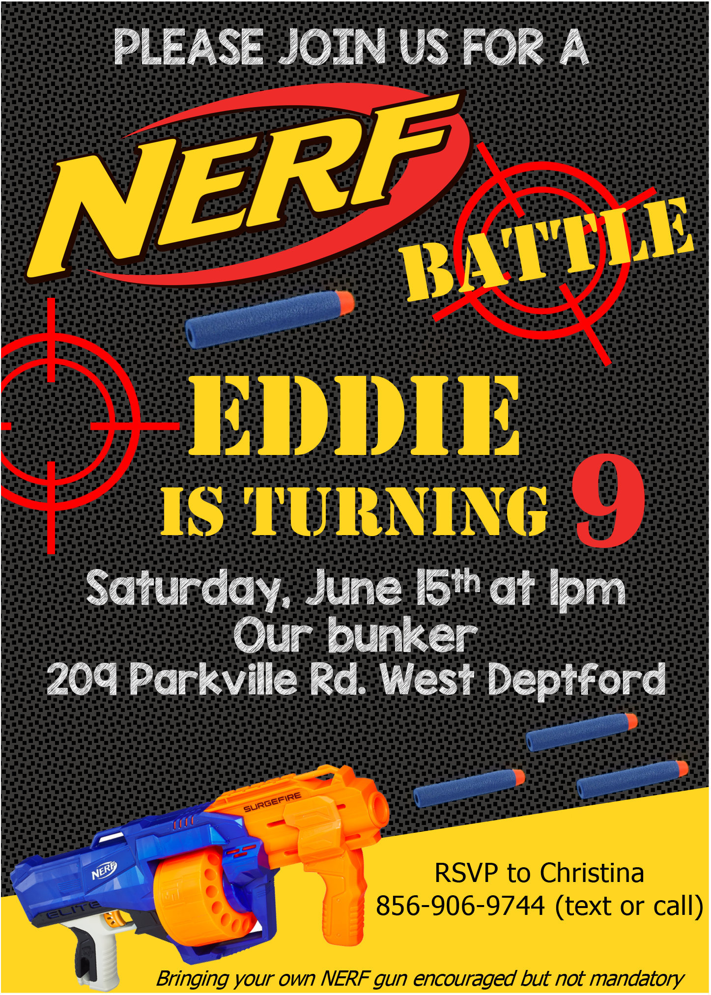 nerf-birthday-invite-etsy for Free Printable Nerf Party Invitations Nerf Birthday Invite - Etsy for Free Printable Nerf Party Invitations