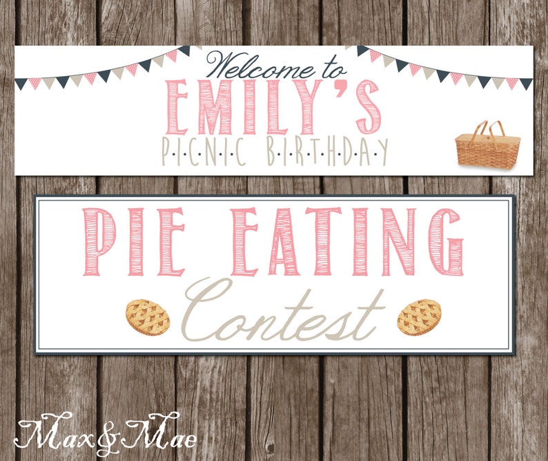 Picnic Birthday Banners and Signs Pie Eating Contest Banner Etsy