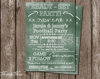 Football Party Invitation, Football game appetizer invitation, Tailgate Party, Matching Thank You, Digital file, Printable