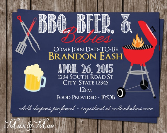 Bbq Beer Babies Invitation Diaper Party Invitation Diapers Etsy