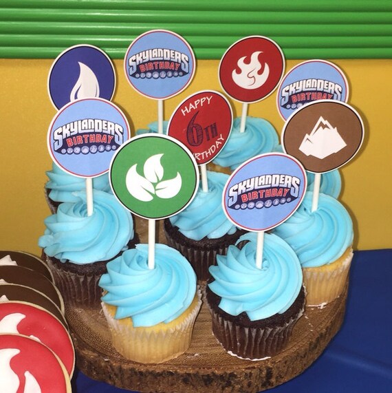 Sklanders Birthday Cupcake Toppers Skylander Party Skylander Etsy
