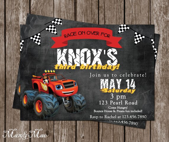 Blaze Invito Compleanno Blaze E Le Macchine Di Monster Blaze Birthday Party Invito Di Compleanno Di Monster Truck Digitale Printable