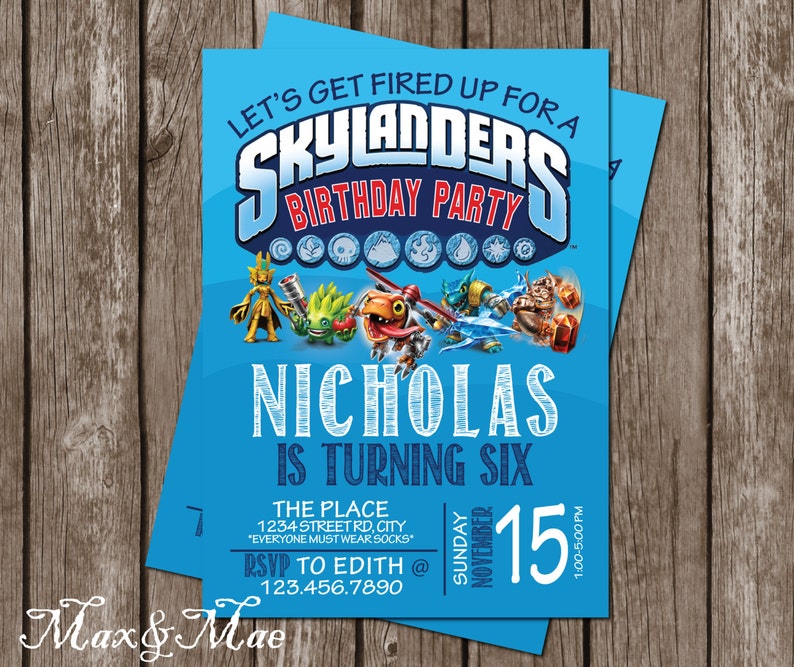 Skylanders Invite Digital Skylander Theme Printable Skylander Party Sklanders Birthday Invitation