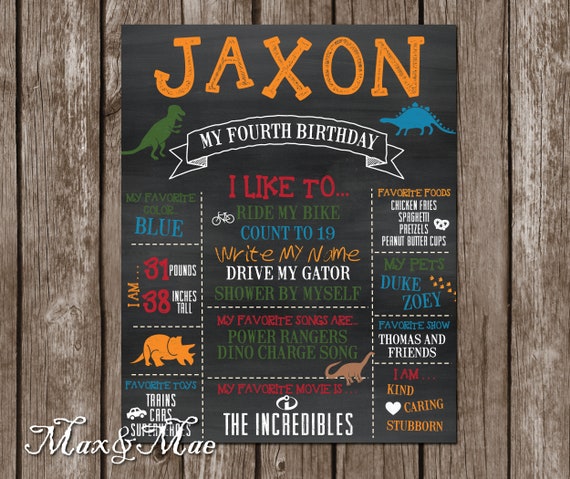Dinosaure Tableau Anniversaire Stats Affiche Signe De Etsy