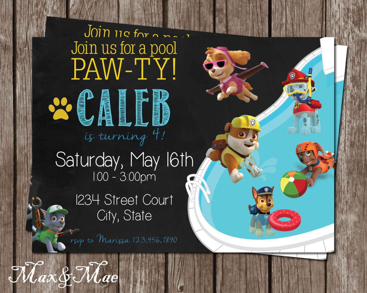 Paw Patrol Pool Party Birthday Invitation Paw Patrol Etsy Paw Patrol Pool Party Birthday Invitation Paw Patrol Etsy