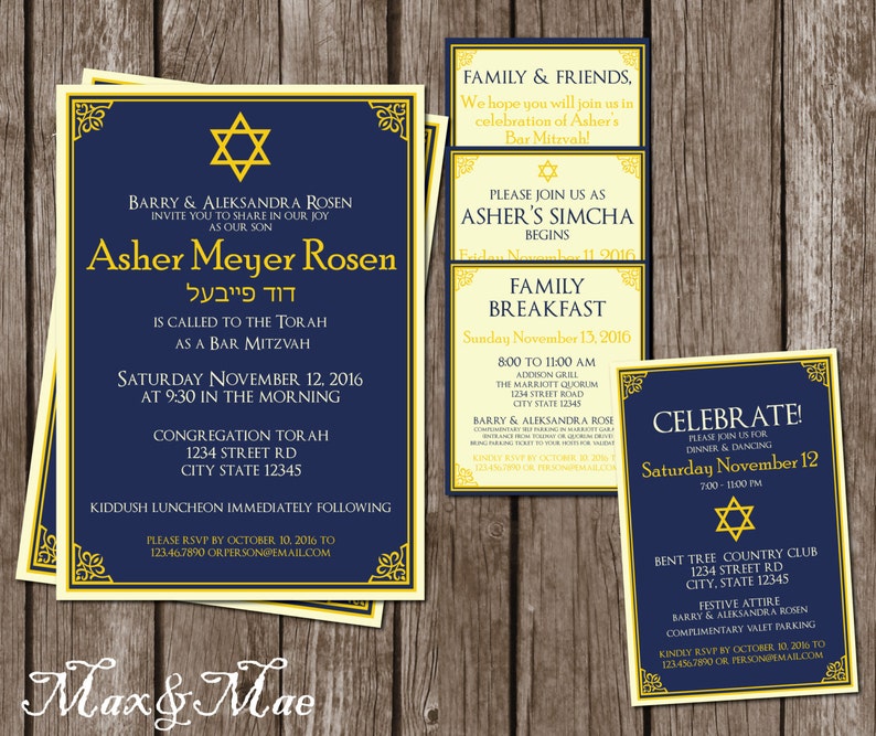 Bar And Bat Mitzvah Invitation Bar Mitzvah Different Events Etsy