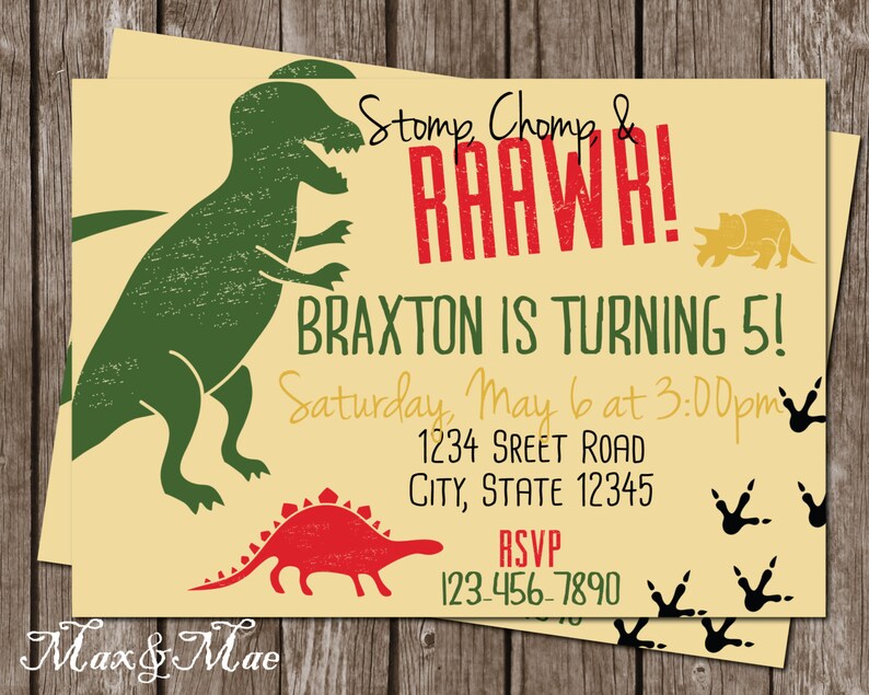 Chomp T-Rex Invitation Dinosaur Invitation Dinosaur Birthday Dinosaur Birthday Party Invitation Roar Invitation Stomp Digital