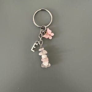 Rose Quartz Butterfly Keychain - Custom Bag Charm