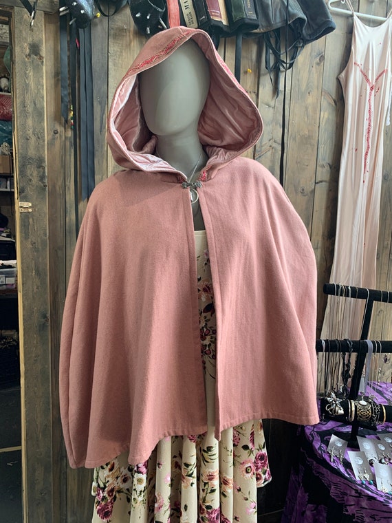 Cottage Core Pink Wool Cape Soft Pink Festival Wool Melton Etsy