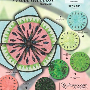 Watermelon Placements Paper Piecing pattern or quilt kit by Judy Niemeyer / Quiltworx  **Please see note in description.**