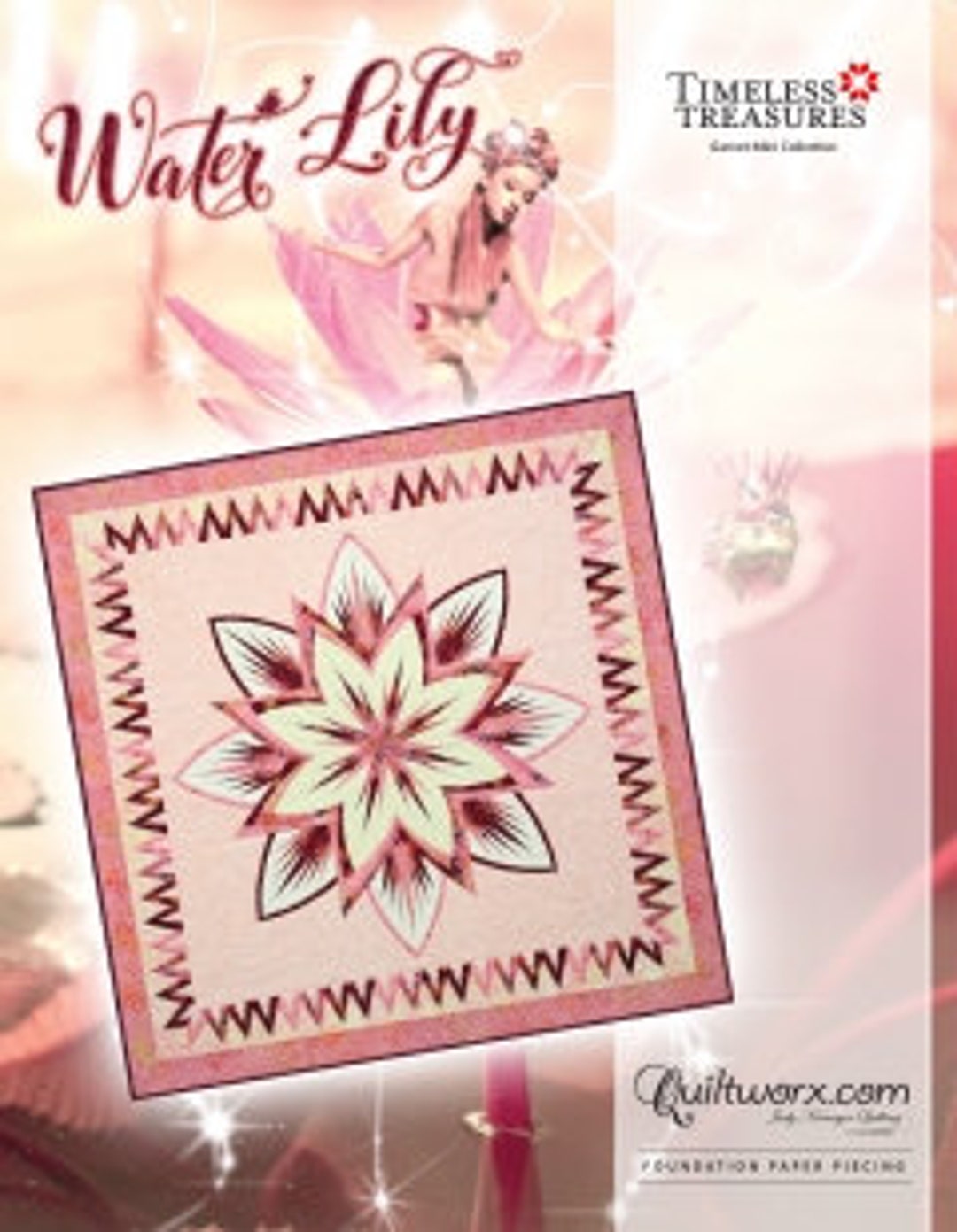 Water Lily Quilt Kit 77x77 for Paper Piecing Pattern by Quiltworx