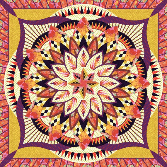 Dinner Plate Dahlia Quilt Kit for paper piecing pattern by Etsy